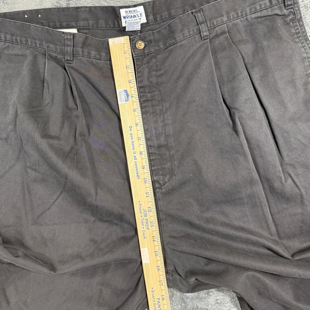 Honors Wrinkle Resist Pleated Chino Pants Mens 46x30 Black‎ Cotton WR68-P